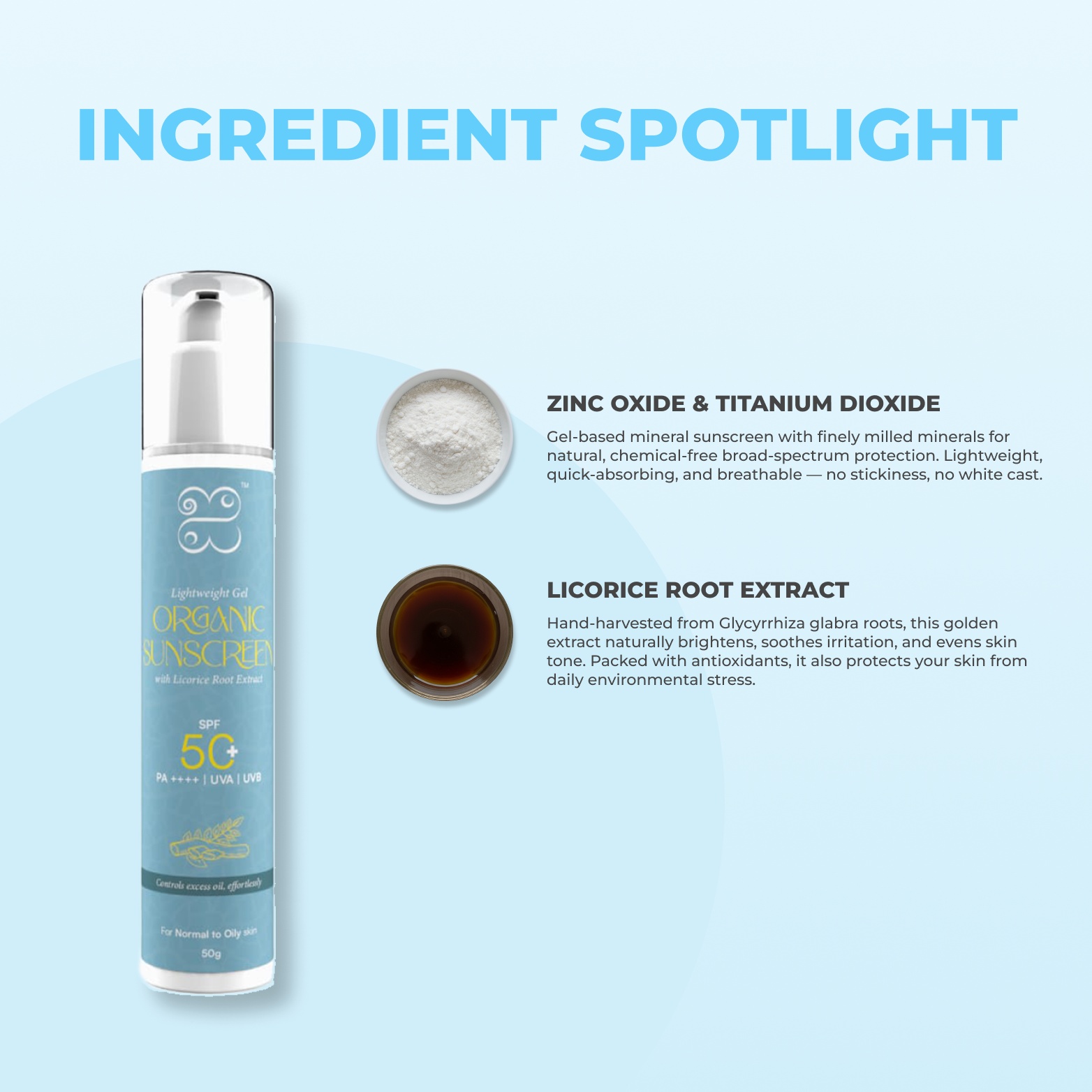 Lightweight Gel Organic Sunscreen for Normal to Oily Skin